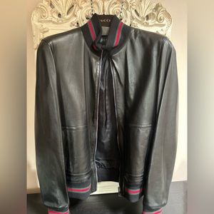 Men’s leather Gucci bomber